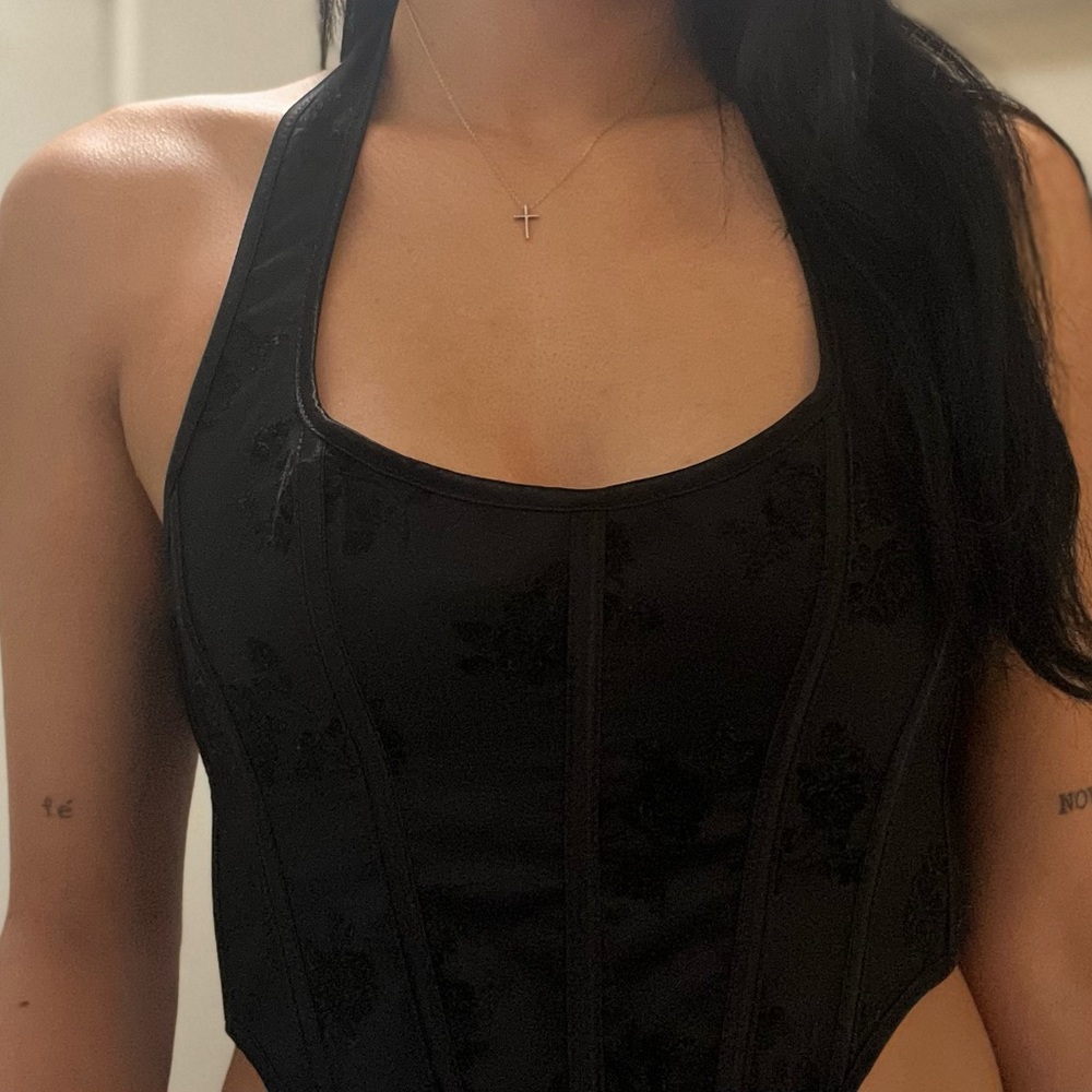 Cute black halter corset top